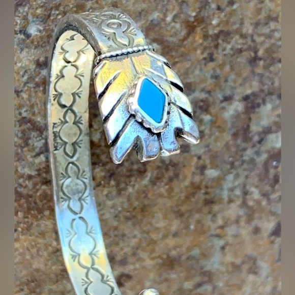 Aldrich Art Sterling Silver & Turquoise Arrow Cuff Bracelet - Picture 8 of 12